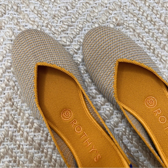 Rothys Rounded Toe Mesh knit Flats, Dandelion Triple Stitch. Size 8 Women Shoes - Picture 3 of 10